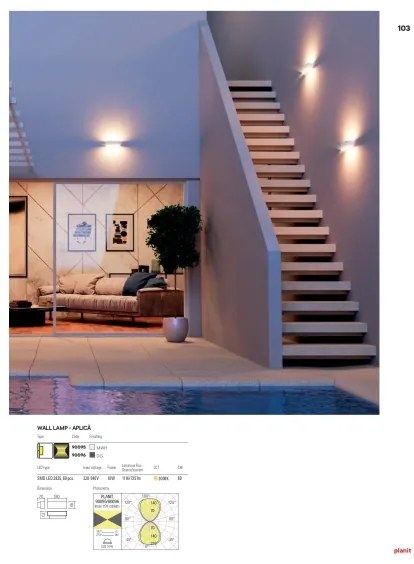 Redo 90095 - Aplică de perete pentru exterior PLANIT, LED 10W, 230V, 3000K, IP54, alb