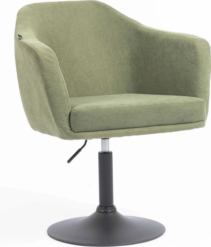 HR832N Scaun Catifea Reiată Premium culoare verde salvie cu Bază Neagră