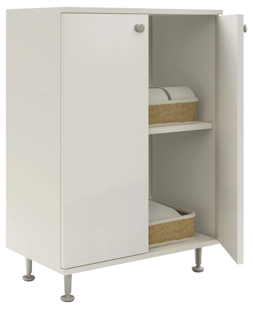 Corp Baie Zaria, 2 Usi, Alb lucios/Alb, MDF, L 60 x l 35 x H 85 cm