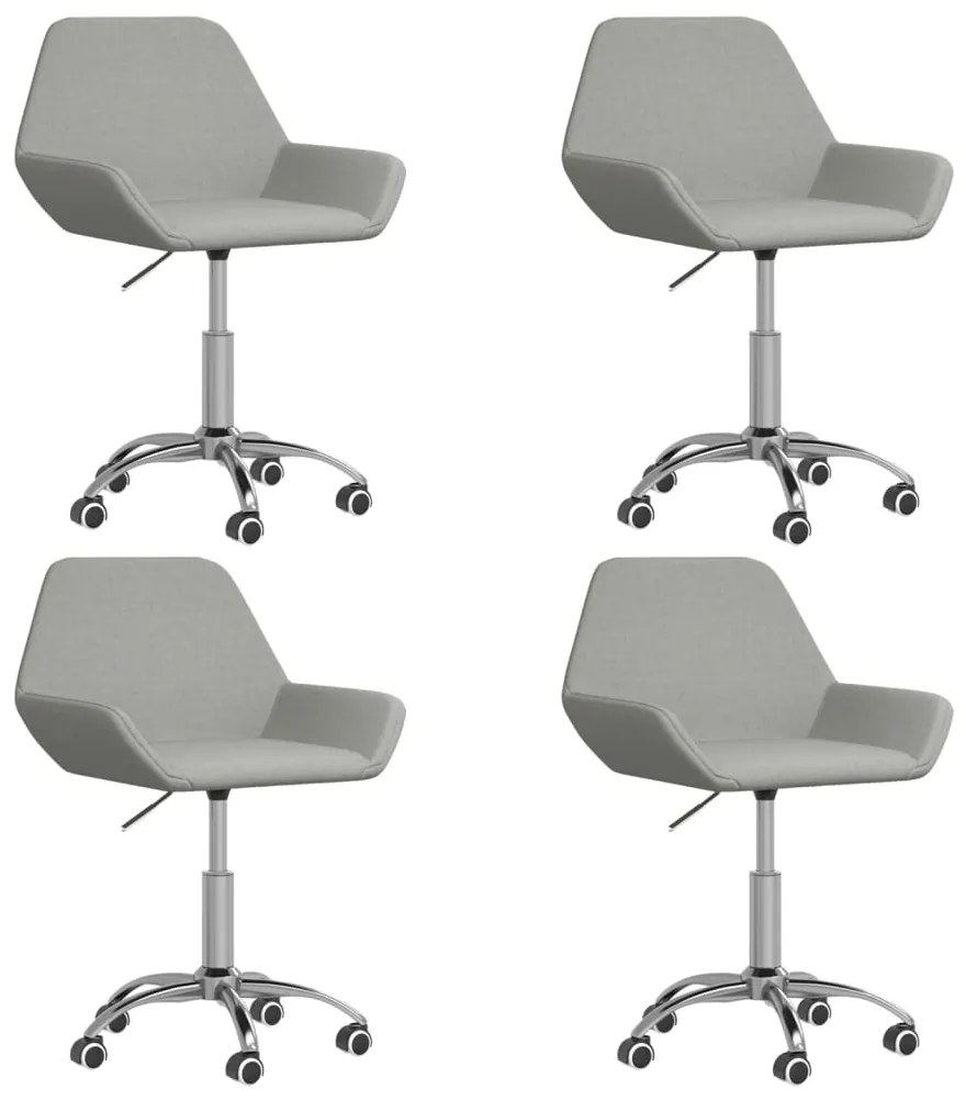 3084927 vidaXL Scaune de bucătărie pivotante, 4 buc., gri deschis, textil
