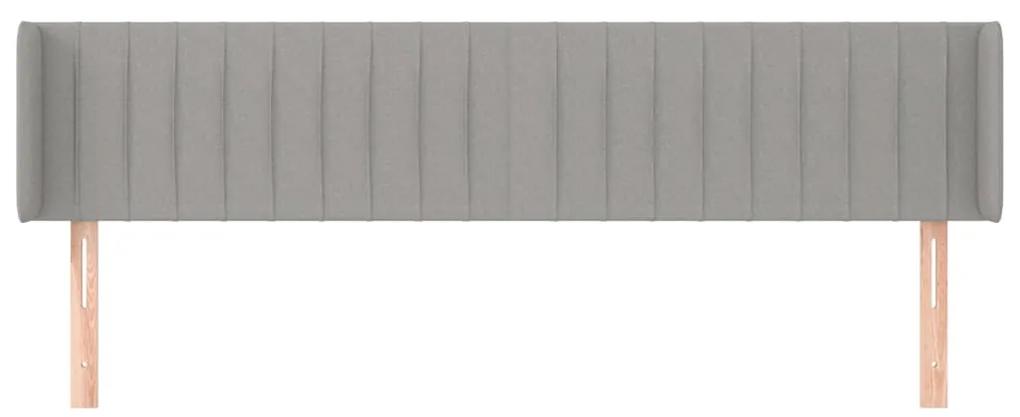 Tablie de pat cu aripioare gri deschis 203x16x78 88 cm textil 1, Gri deschis, 203 x 16 x 78 88 cm