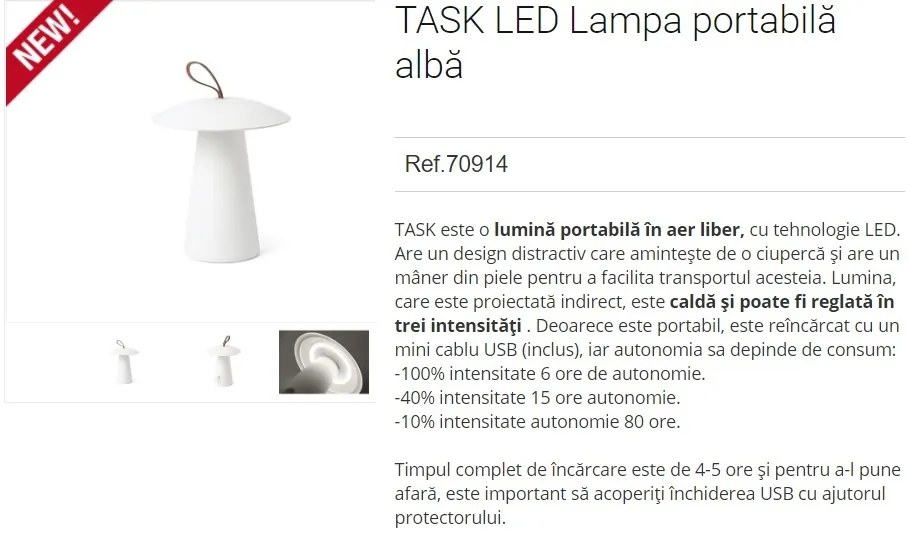 Lampa LED portabila iluminat exterior decorativ IP54 TASK