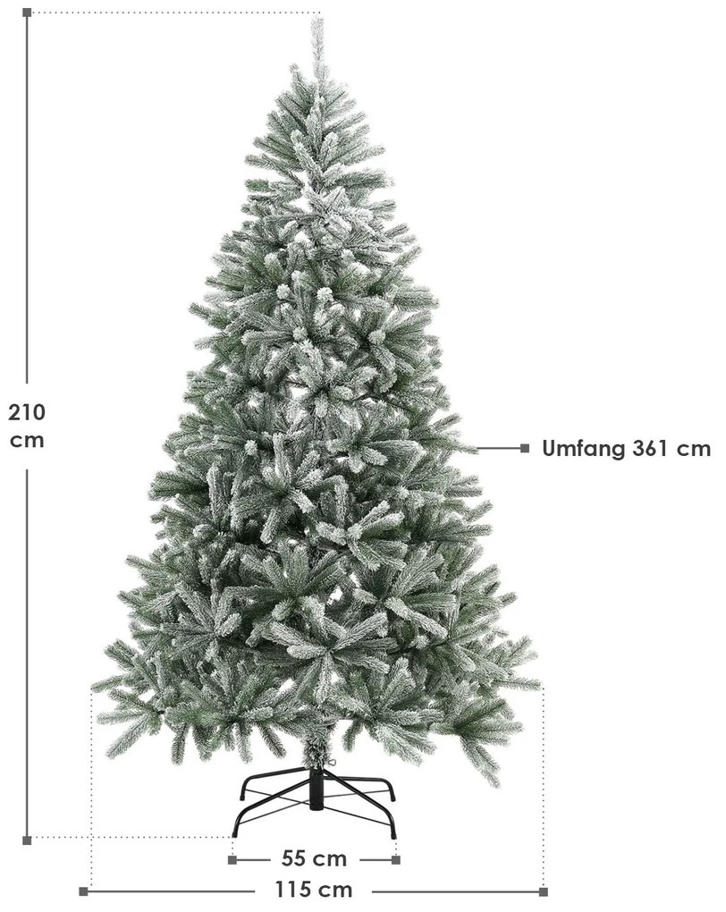 Brad artificial Talvi 210 cm verde cu suport de zapada si negru