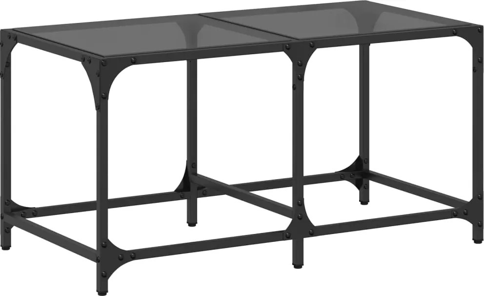 vidaXL Măsuță de cafea, blat din sticlă negră, 78,5x40x40 cm, oțel