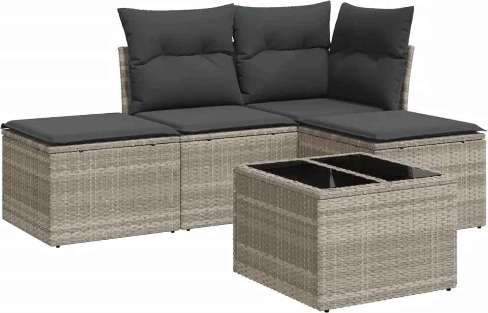 vidaXL Set canapele de grădină cu perne, 5 piese gri deschis poliratan