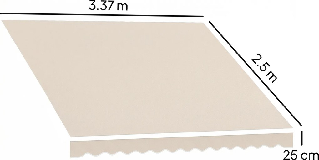 Outsunny Material de Înlocuire pentru Cort Retractabil, Poliester UV 50+, 3.5x2.5 m, Crem, pentru Balcon, Terasă, Grădină, 337x250 cm | Aosom Romania