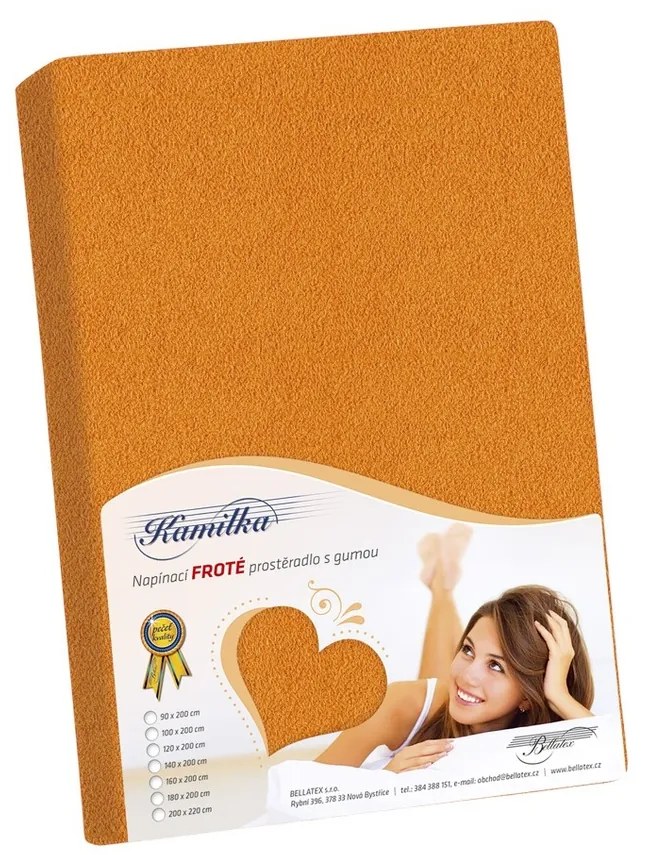 Cearceaf frotir Kamilka, portocaliu deschis, 160 x 200 cm