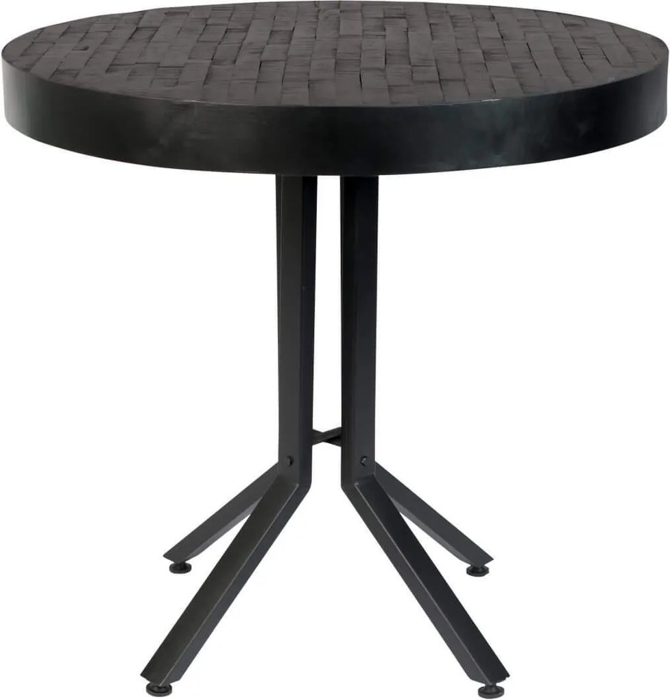 Masa bistro rotunda lemn de tec negru Bistro Table Maze Round Black ø75x77cm | WHITE LABEL LIVING