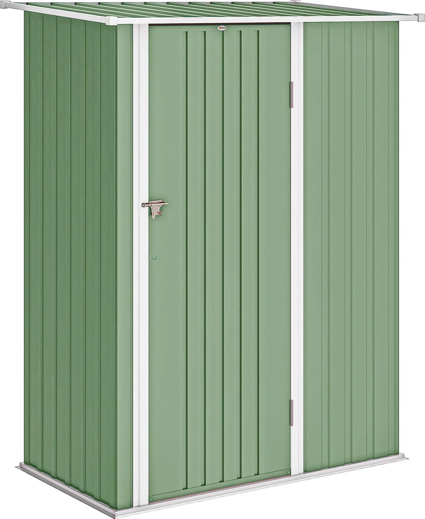 Outsunny Căsuță de Grădină 1.07m² din Oțel Galvanizat, Magazie pentru Unelte cu Ușă Blocabilă și Acoperiș Înclinat, 142x86x189 cm, Verde Deschis | Aosom Romania