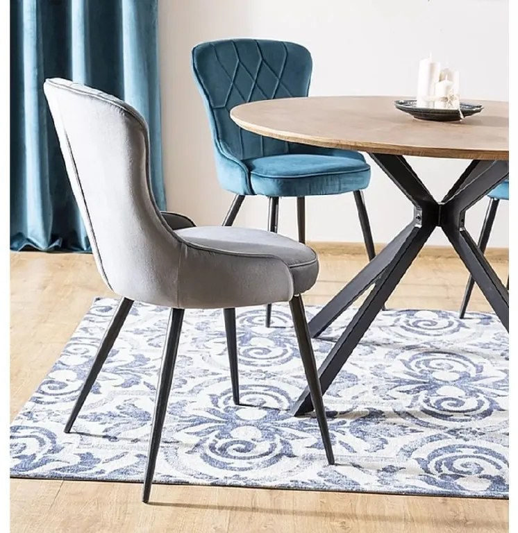 Masa de dining din stejar cu picioare negre ASTER 120x120