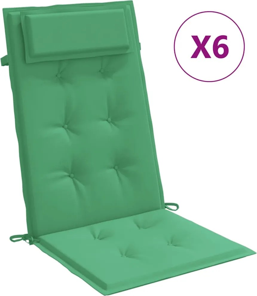 vidaXL Perne scaun cu spătar înalt, 6 buc, verde, țesătură Oxford