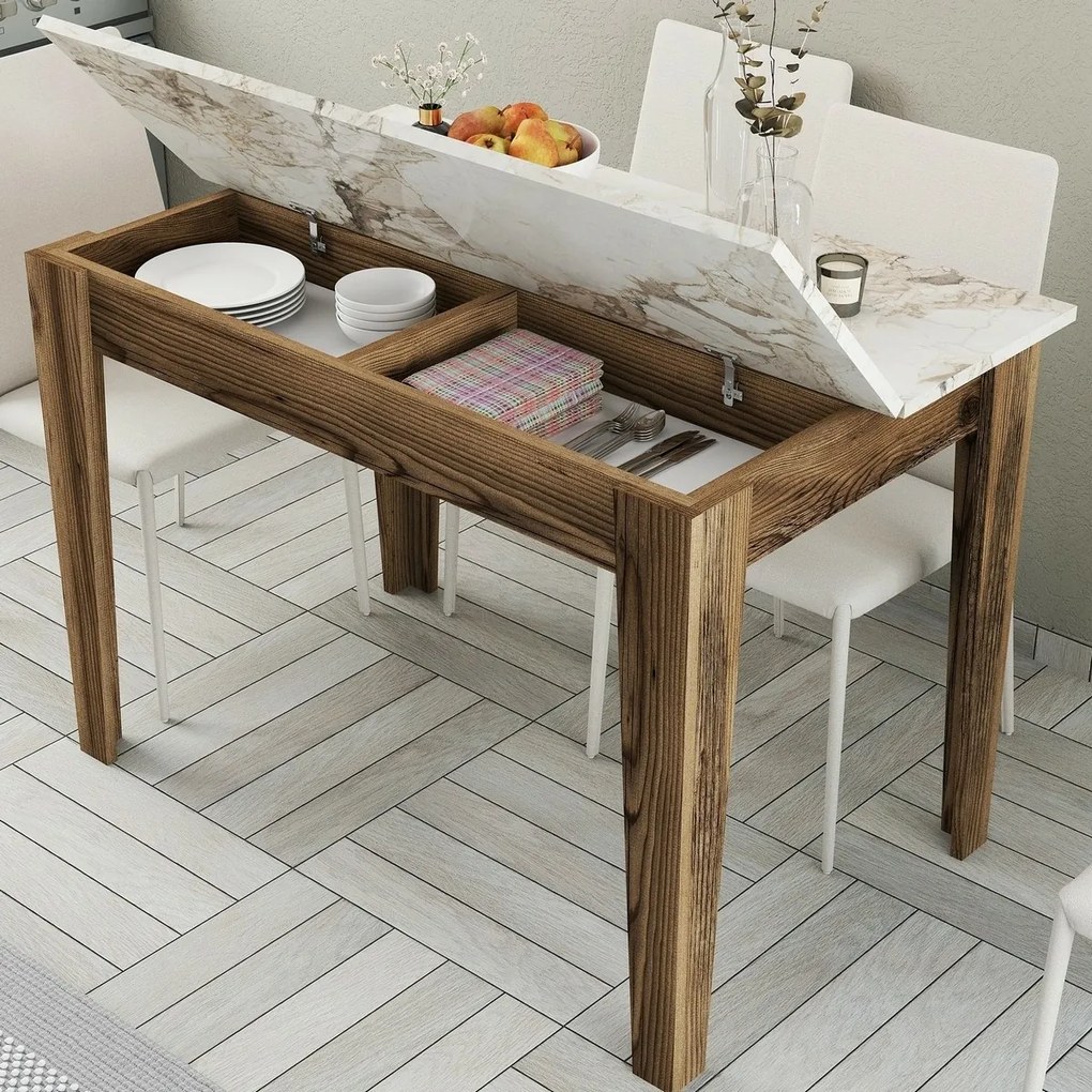 Masă de sufragerie Kiev White and Walnut