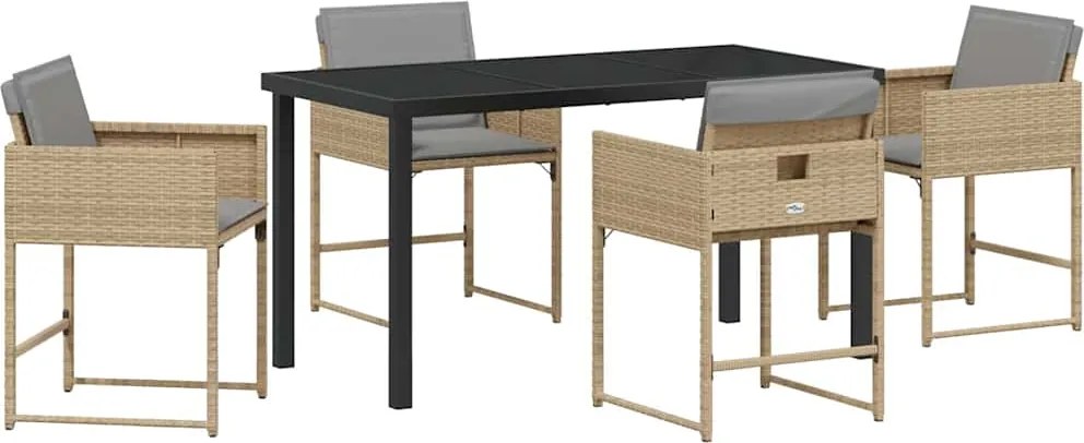 vidaXL Set de masă pentru grădină 5 pcs Bej poliratan
