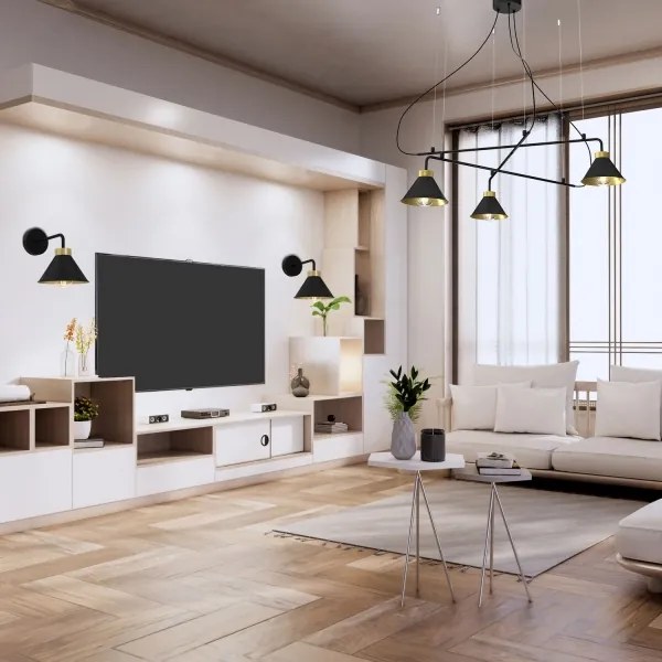 Lampă de perete DEMET 1xE27/60W/230V neagră/aurie