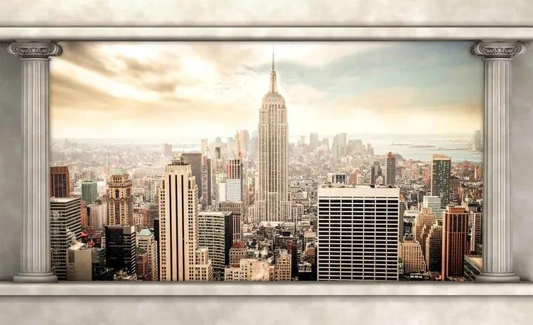 New York City View Pillars Fototapet, (152.5 x 104 cm)