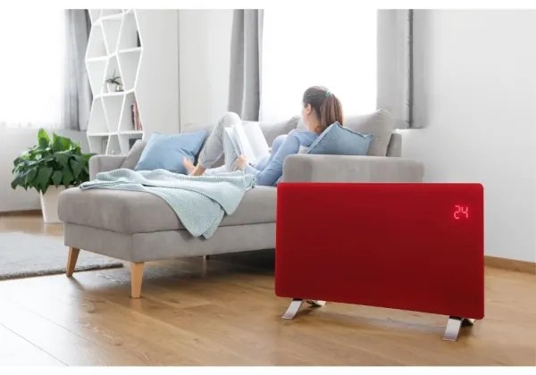 Sencor - Convector electric inteligent 1200/2400 W, 230 V, IP24, Wi-Fi, roșu