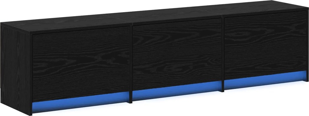 vidaXL Cabinet TV cu led Stejar Negru 165 x 34 x 40 cm Lemn compozit