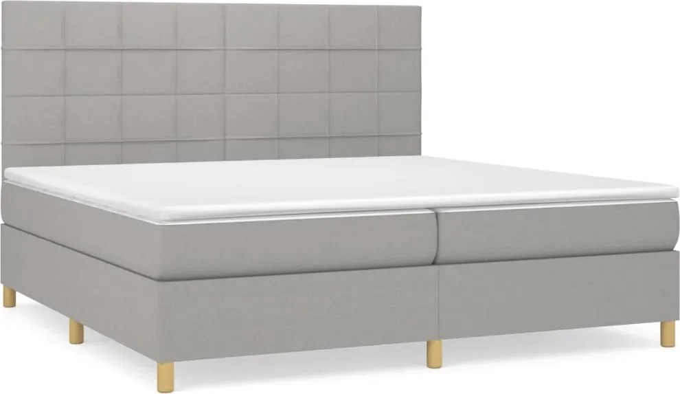 vidaXL Pat box spring cu saltea, gri deschis, 200x200 cm, textil
