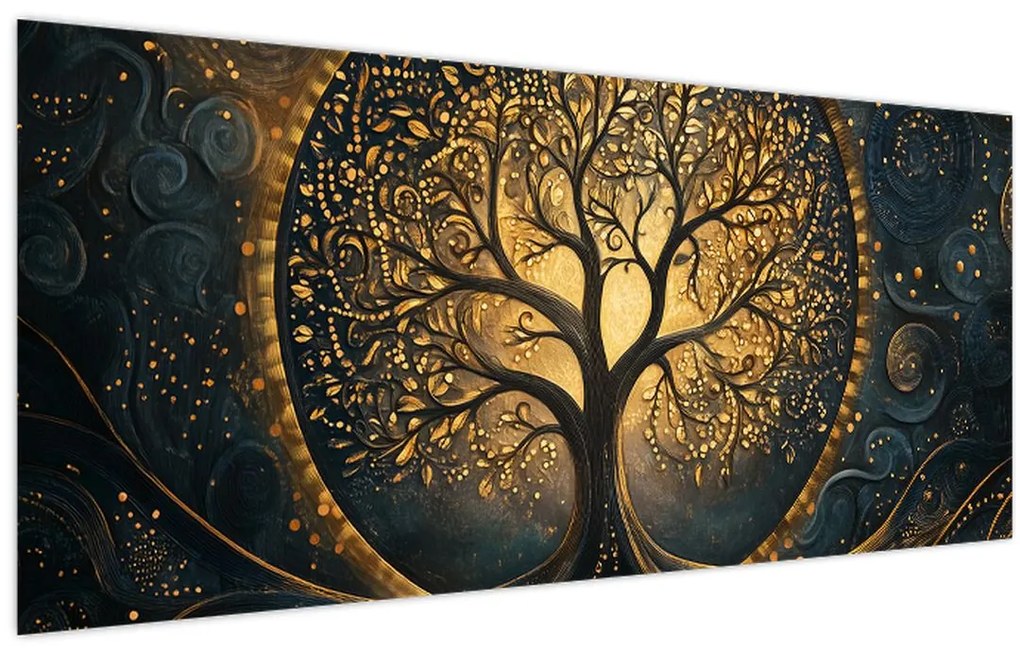 Tablou – Arbore cu aură aurie (120x50 cm)
