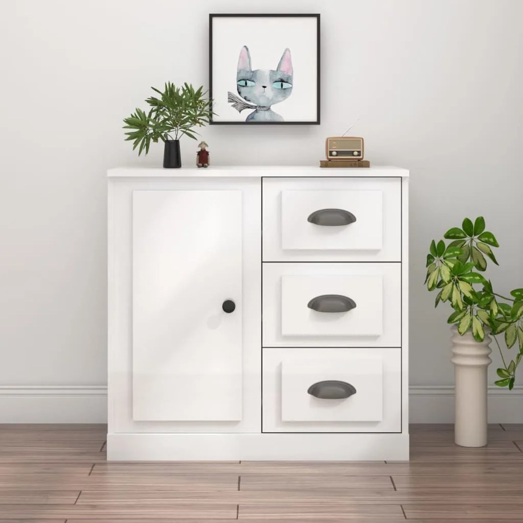 816194 vidaXL Servantă, alb extralucios, 70x35,5x67,5 cm, lemn prelucrat