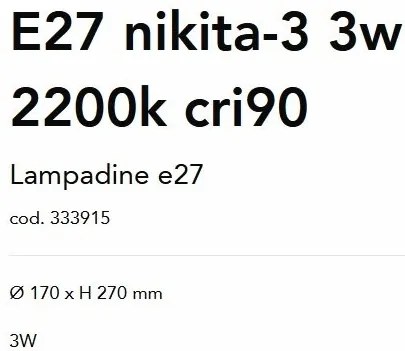 Bec LED Decorativ, E27 Nikita-3 3w 2200K cri90, Fumuriu