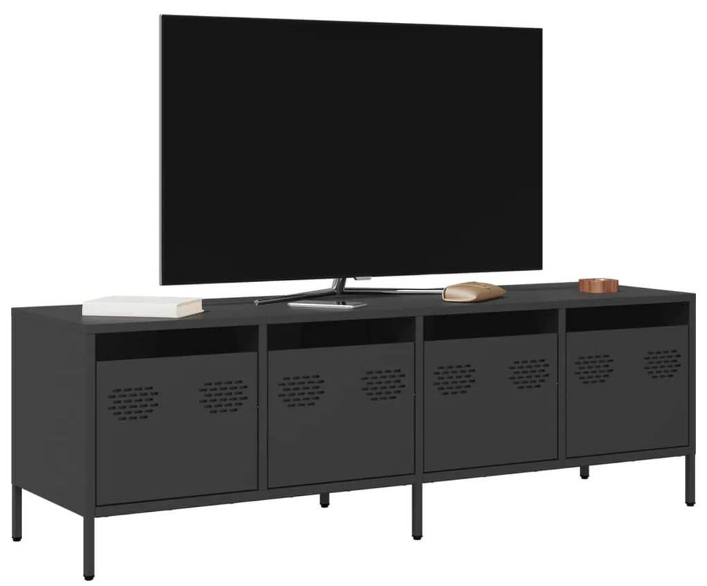 851304 vidaXL Dulap TV, negru, 135x39x43,5 cm, oțel laminat la rece