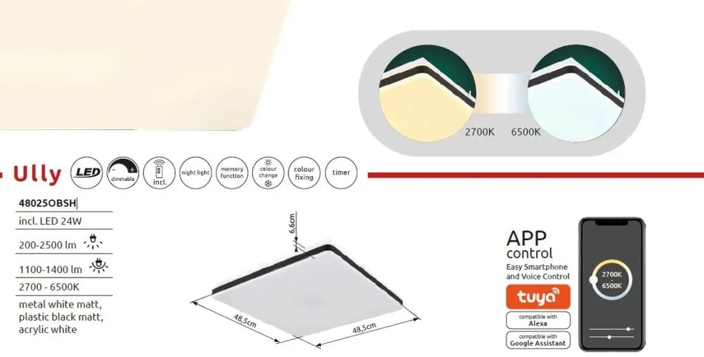 Plafoniera LED dimabila cu telecomanda ULLY