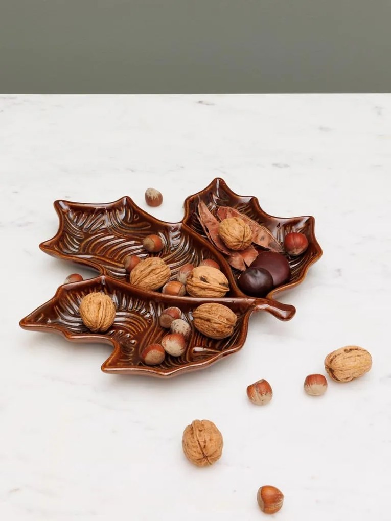 Tavita decorativa, forma de frunza, din ceramica 30 cm, Maple
