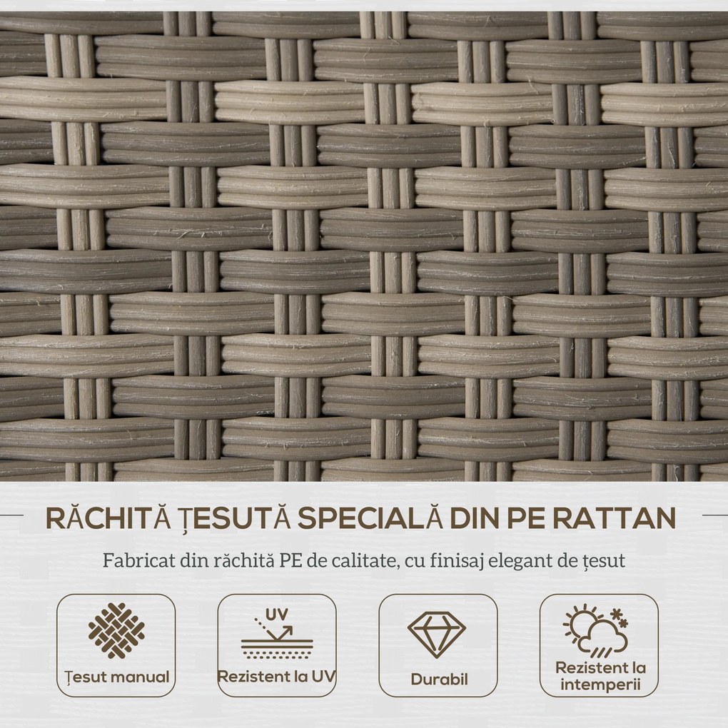 Outsunny Set Complet Mobila de Gradina, 6 Piese din Ratan PE, Include Perne Moi, Gri, Design Elegant pentru Exterior | Aosom Romania