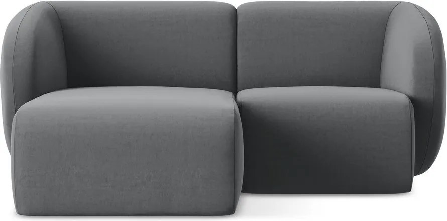 Colțar gri cu tapițerie din catifea (cu colț pe partea stângă/cu șezlong) Lani – Makamii