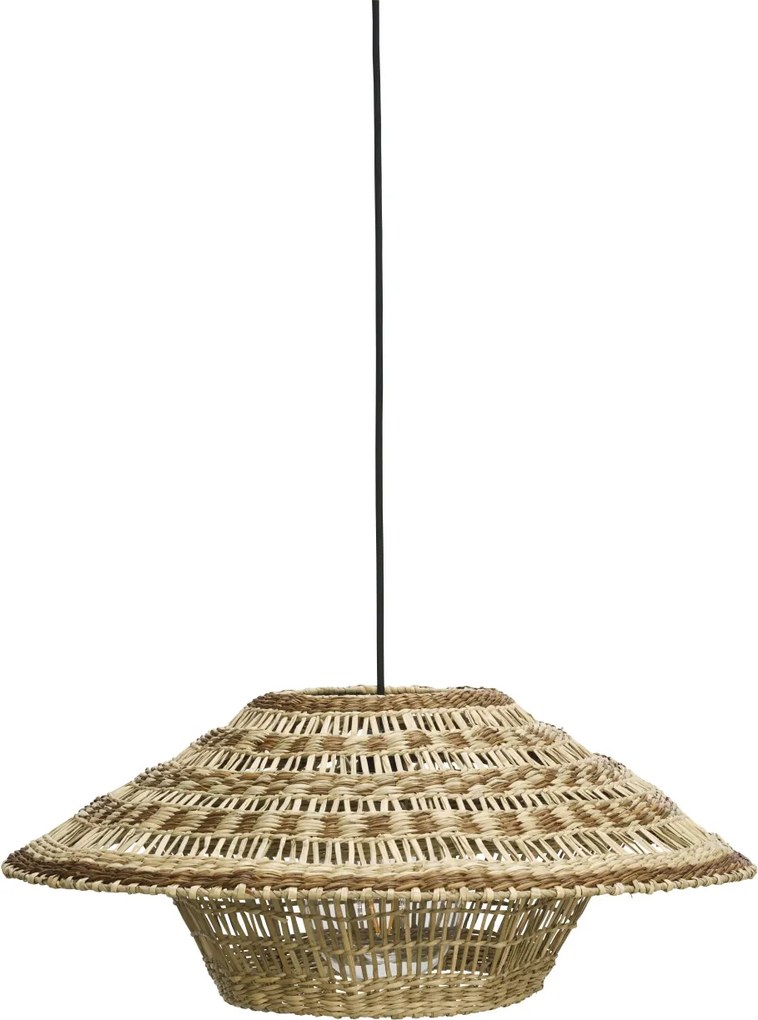Lustră suspendată din iarbă de mare împletită manual, D60×H25 cm, „Saya"