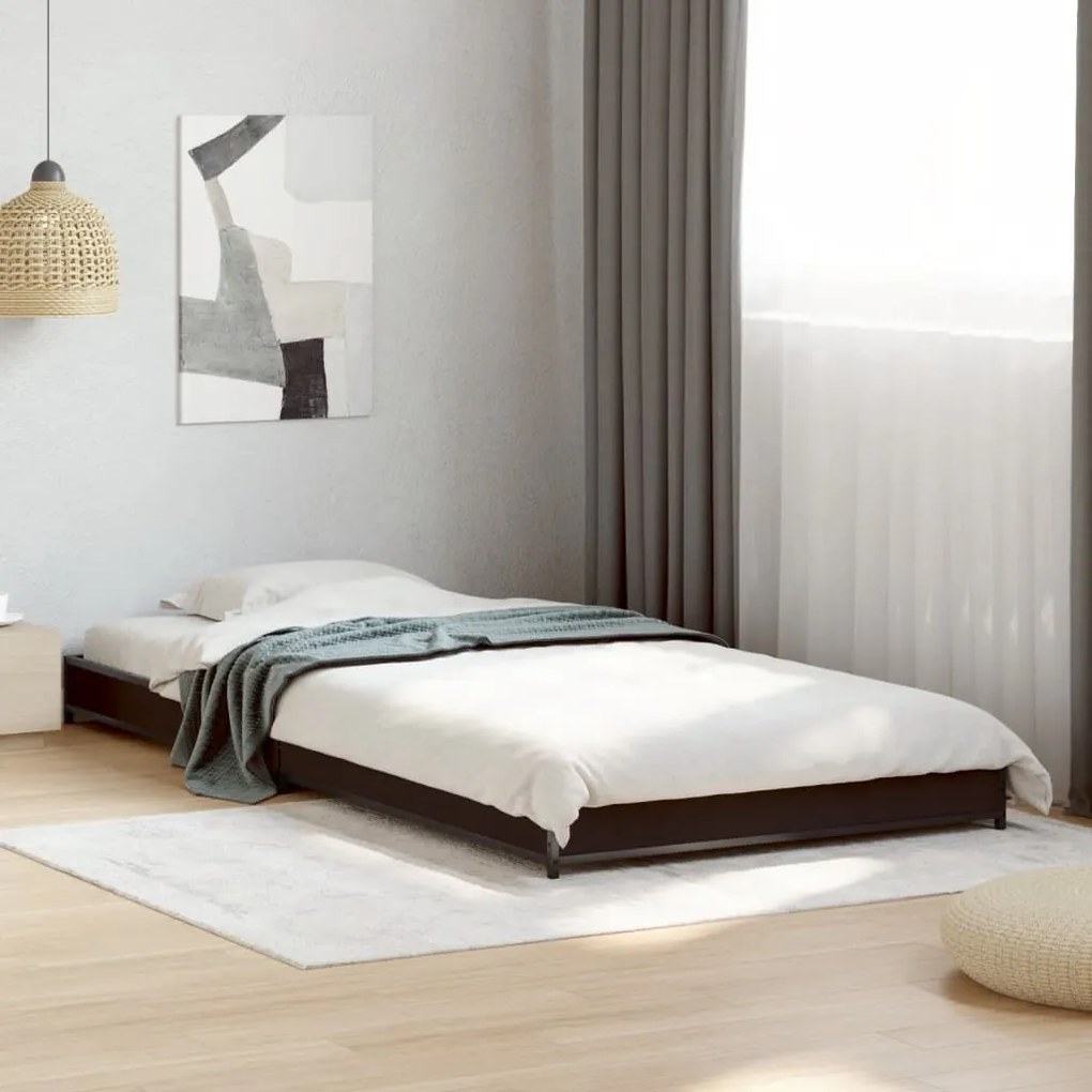 vidaXL Cadru de pat, negru, 90x190 cm, lemn prelucrat și metal