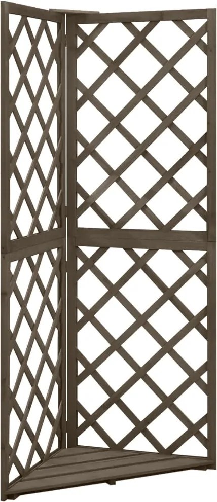 vidaXL Spalier de colț, gri, 50x50x145 cm, lemn masiv brad