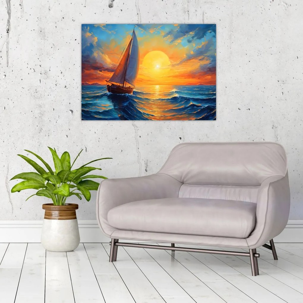 Tablou pe sticlă - Sailboats (70x50 cm)