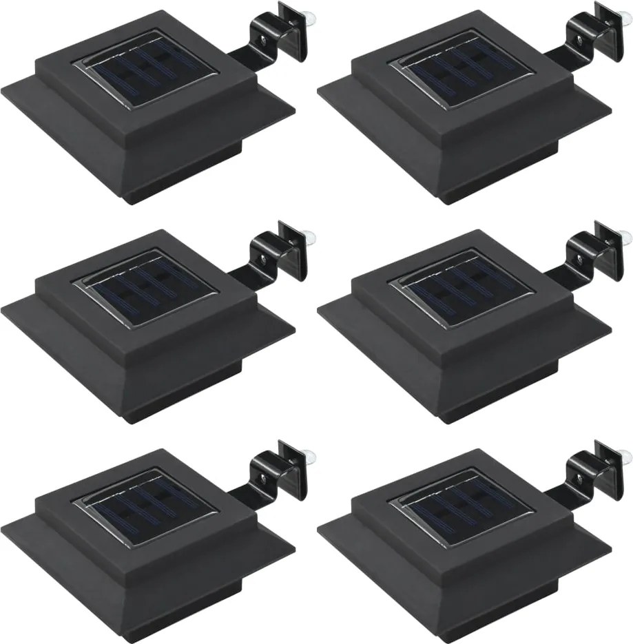vidaXL Lămpi solare de exterior cu LED, 6 buc, negru, 12 cm, pătrat