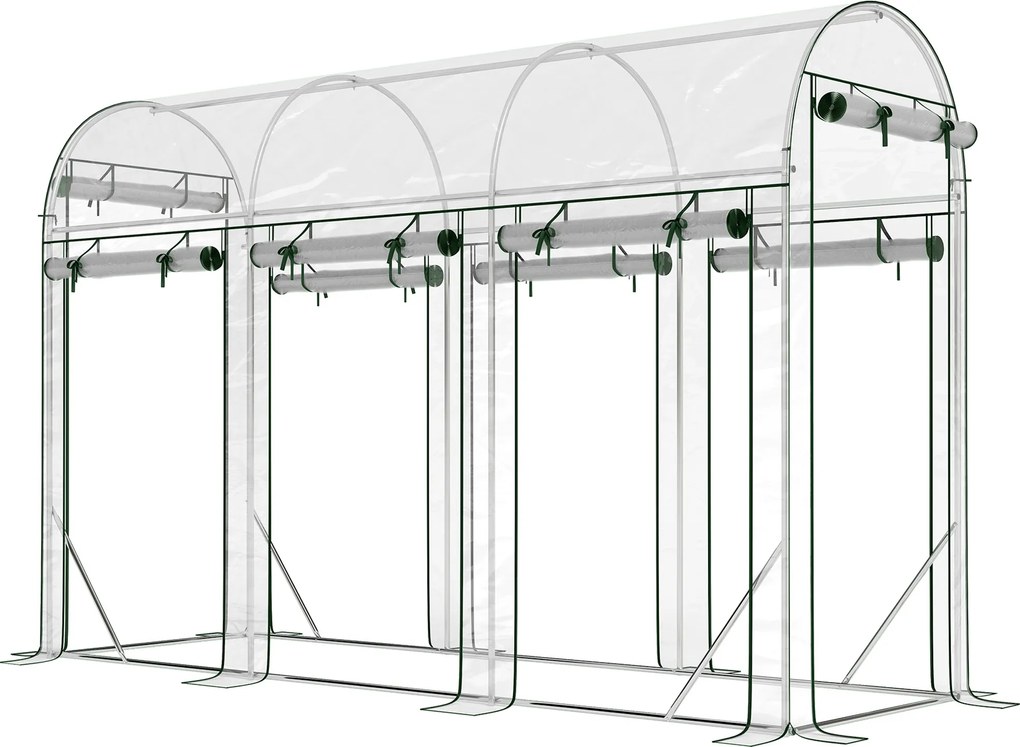Outsunny Seră tip tunel pentru grădină 3 m², seră de grădină, cadru din oțel galvanizat, 8 uși rulante, 295x100x197cm, transparent | Aosom Romania
