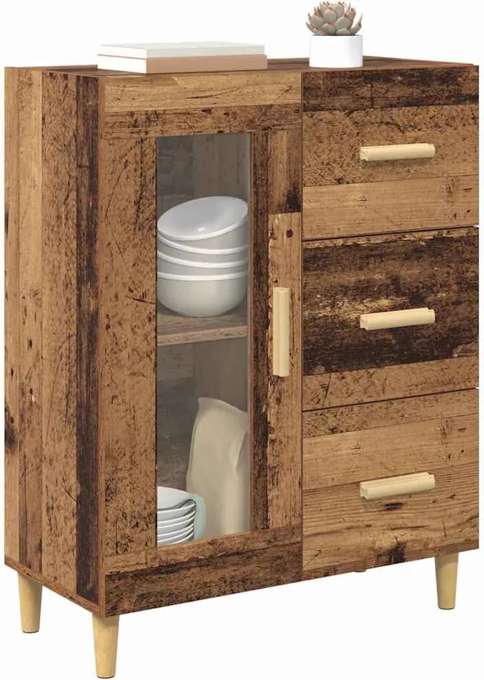 vidaXL Bufet cu sertar Lemn Vechi 69,5 x 34 x 90 cm Lemn compozit