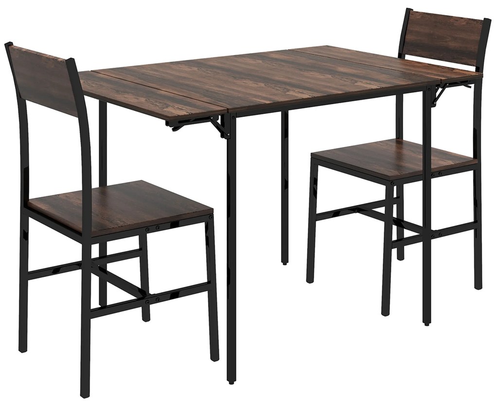 Set de 3 piese HOMCOM, masa cu extensie plianta, 2 scaune | Aosom RO