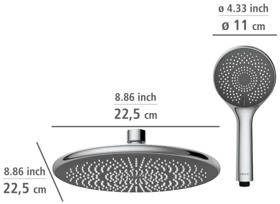 WENKO 25310100 - Set de duș WATERSAVING SYSTEM, inox/crom lucios