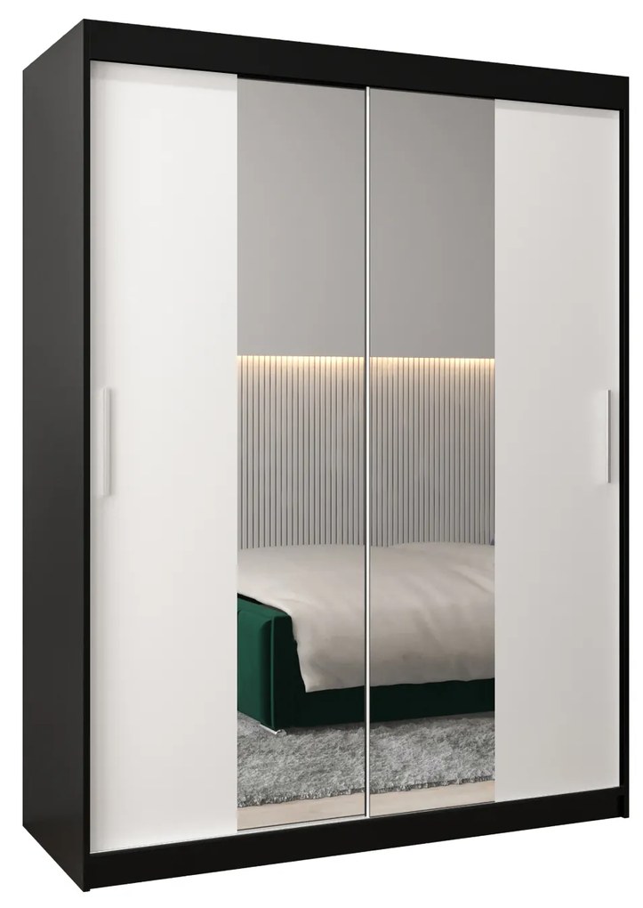 Dulap de haine 150 cm Toki 1 (negru mat + alb mat). 1064905
