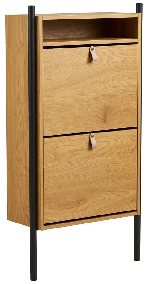 Pantofar în culoare naturală cu deschidere înclinată cu aspect de lemn de stejar 62x118x26 cm Barco – House Nordic