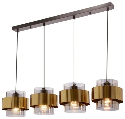 Lustră pe cablu SPIEGA 4xE27/60W/230V auriu/negru