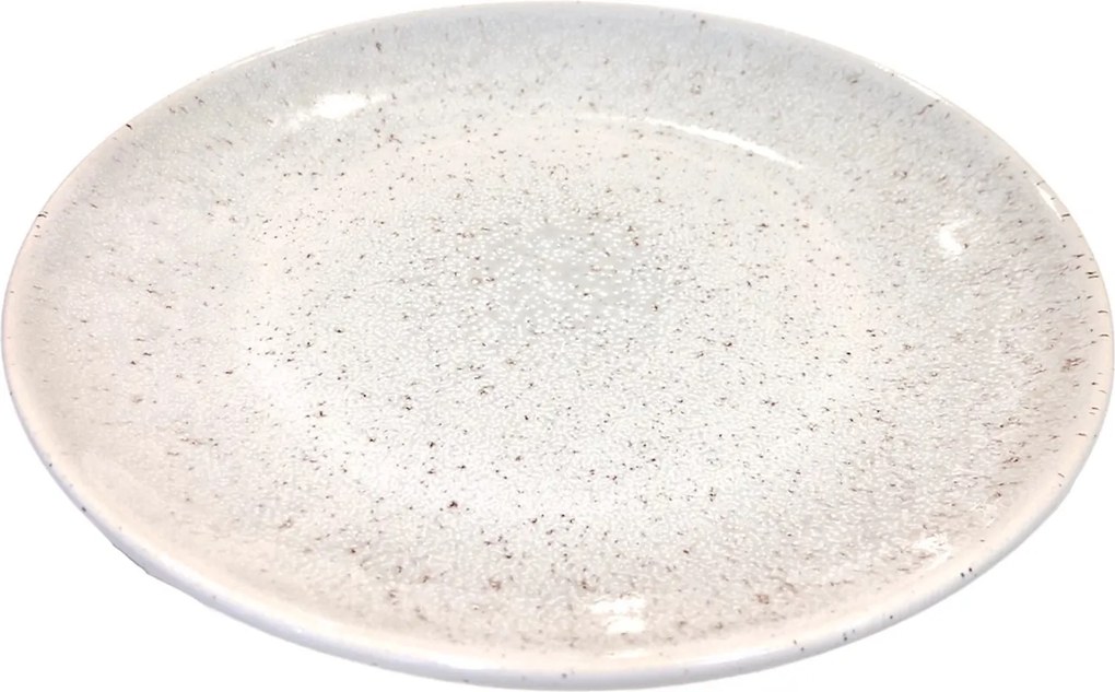 Farfurie Mare NOVA - 26cm: Alb  Gri cu Picatele Visiniu Inchis