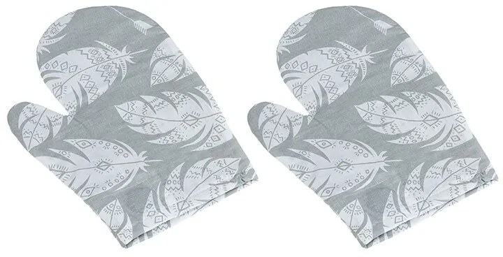 Mănușă de bucătărie Bellatex Pene gri, 28 x 18 cm, 2 buc