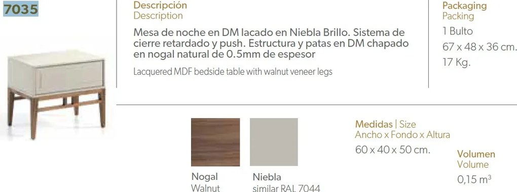 Noptiera eleganta design modern Platin AC-CP1709-H