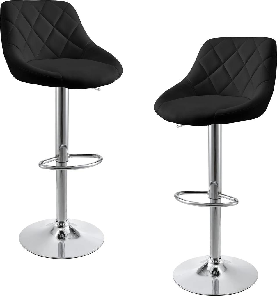 [en.casa]® 2 x scaune bar  design capitonate Model 2 - fara cotiere, rotative, inaltime reglabila, imitatie piele - negru