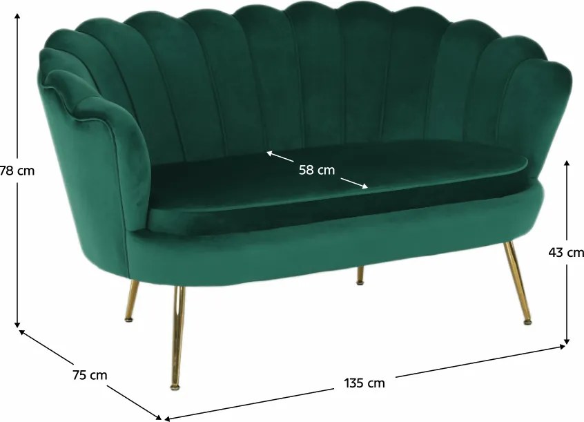 Bancă în stil Art-deco, catifea Velvet smarald/crom auriu, NOBLIN