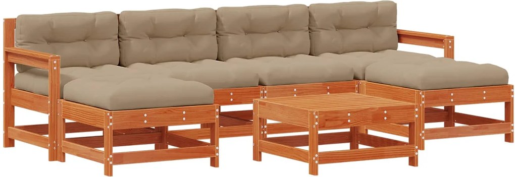 vidaXL Set de lounge pentru grădină 7 pcs Maro Ceară Lemn masiv de pin