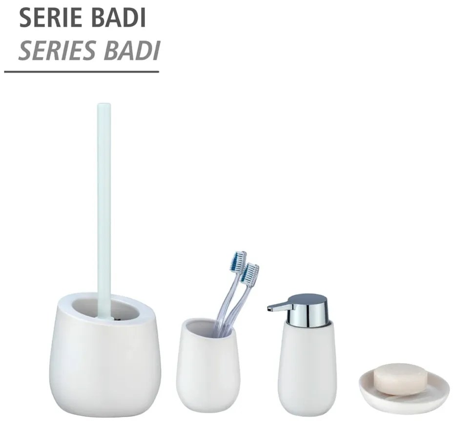 Perie cu suport din ceramică pentru toaletă Wenko Badi, alb
