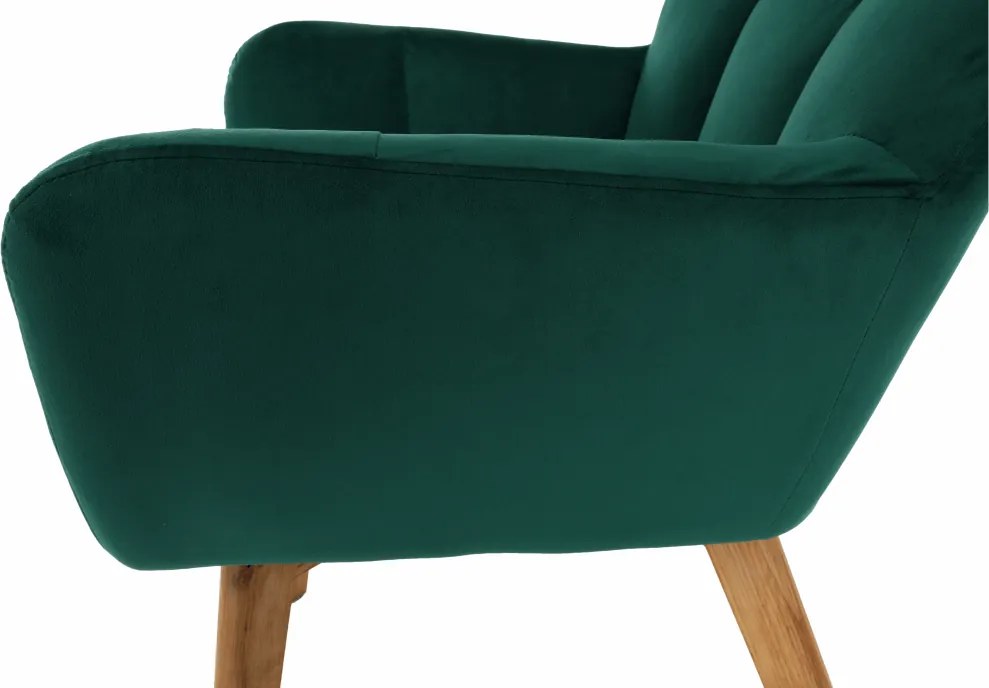 Fotoliu de design, catifea Velvet smarald/stejar, KOMODO